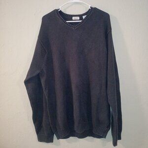 IZOD V-Neck Cotton Knit Sweater – Charcoal Gray – Size XL